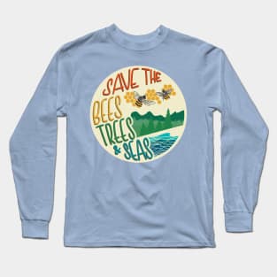 Save The Bees, Trees, & Seas | Retro Long Sleeve T-Shirt